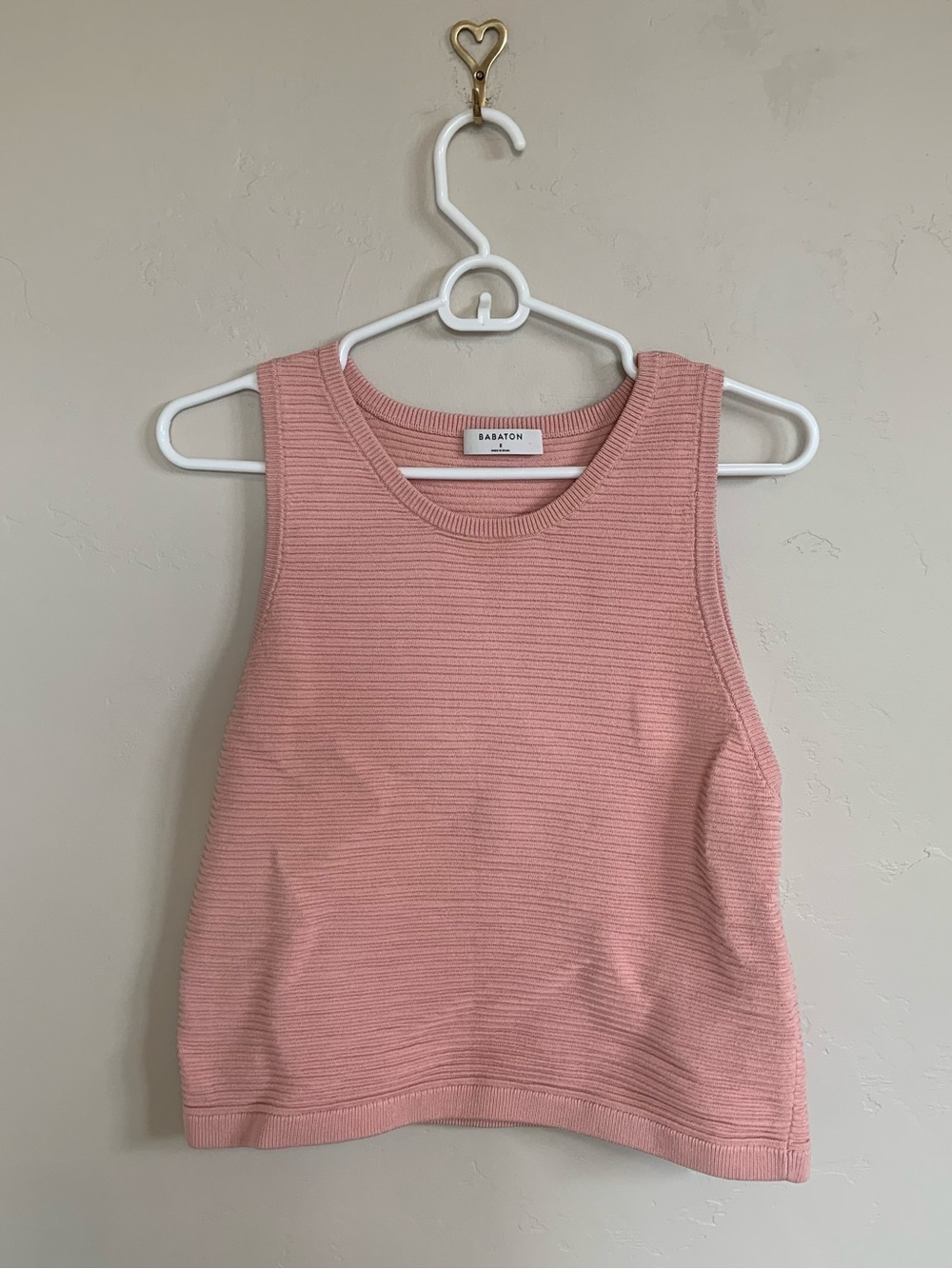 ARITZIA BABATON Ribbed Knit Summer Peach Pink Casual Tank Top Women’s Size Small